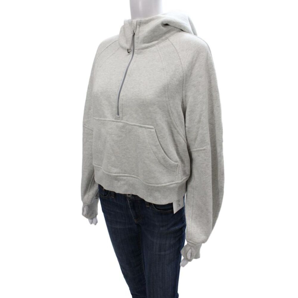 Lululemon Women Pullover Hoodie Gray High Neck Zip Cotton Long Sleeve Size S - Picture 3 of 5